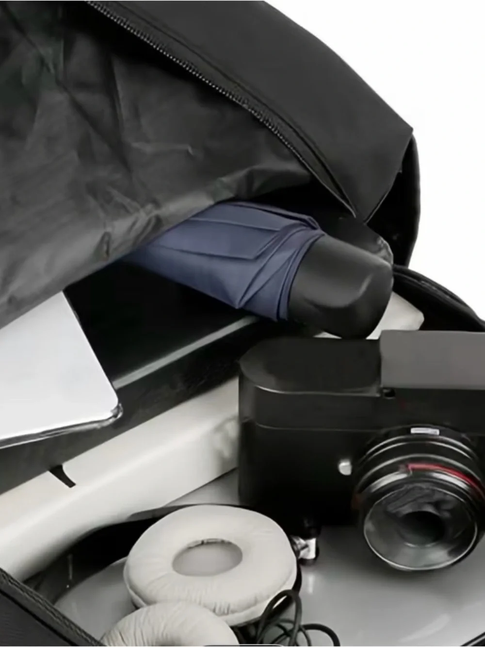 Black Men's Backpack - Multi-Pocket Travel & Laptop Bag
